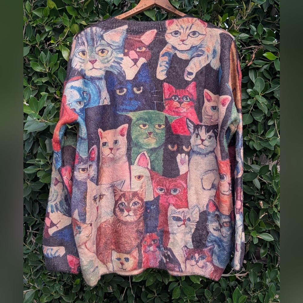 Multicolor Cat Pattern Women's Sweater - image 15